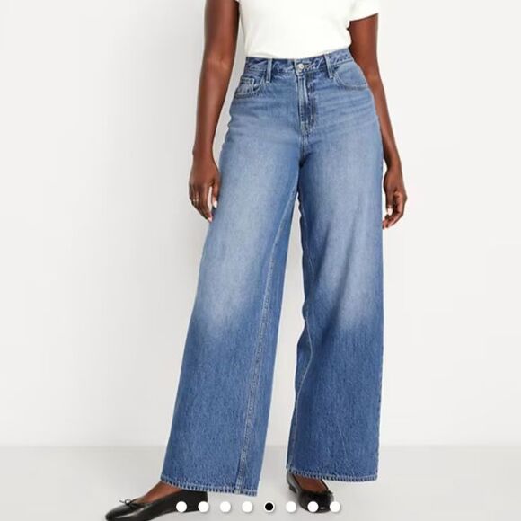 Old Navy Mid-Rise The Slouchy Wide Leg Jeans Women’s Relaxed Size 16 - Picture 1 of 11
